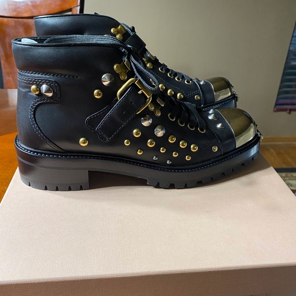 MIU MIU Studded Combat Boot NEW Black size EU 40 - Picture 5 of 13
